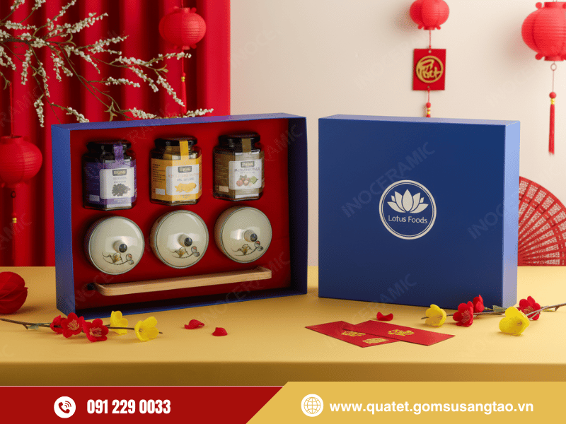Set quà gốm sứ in logo thương hiệu theo xu hướng quà Tết thiết kế độc quyền Set quà gốm sứ in logo thương hiệu theo xu hướng quà Tết thiết kế độc quyền