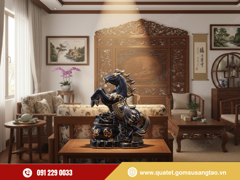Tượng Mã Đáo Thành Công gốm sứ Bát Tràng sang trọng và cao cấp