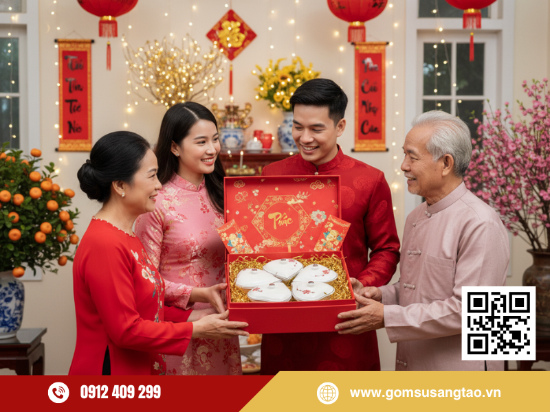 Bộ khay 5 hũ mứt Tết tim đào đỏ làm quà biếu Bộ khay 5 hũ mứt Tết tim đào đỏ làm quà biếu