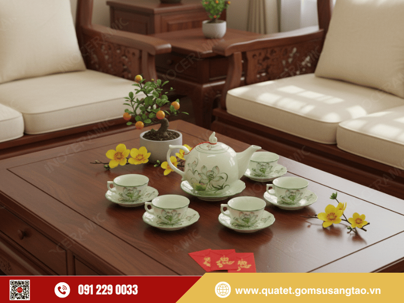 Bộ trà Mẫu Đơn men ngọc sen màu thiết kế tinh tế với họa tiết hoa Mẫu Đơn phú quý Bộ trà Mẫu Đơn men ngọc sen màu thiết kế tinh tế với họa tiết hoa Mẫu Đơn phú quý