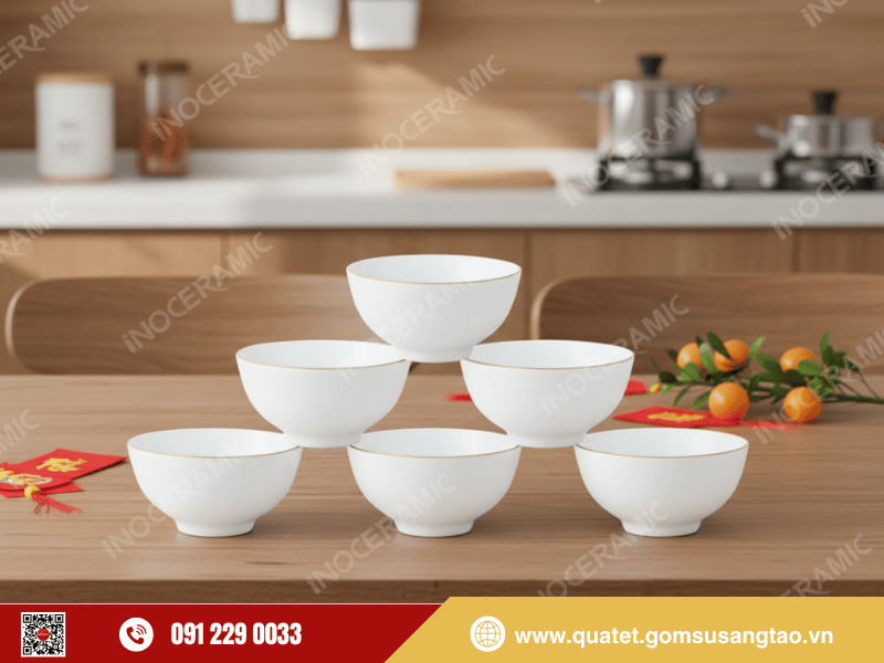 Chén men trắng vẽ vàng làm quà tết doanh nghiệp ý nghĩa và tinh tế Chén men trắng vẽ vàng làm quà tết doanh nghiệp ý nghĩa và tinh tế