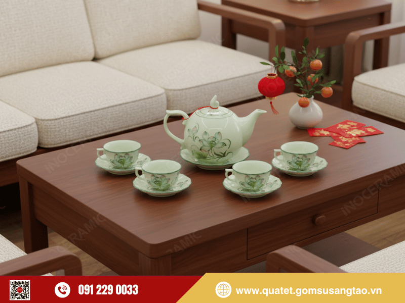 Gốm Sứ Sáng Tạo lan tỏa tinh hoa Việt qua bộ trà Mẫu Đơn men ngọc sen màu Gốm Sứ Sáng Tạo lan tỏa tinh hoa Việt qua bộ trà Mẫu Đơn men ngọc sen màu