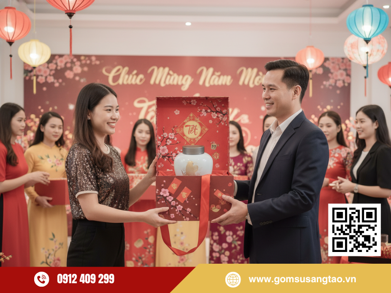 Hũ đựng trà men ngọc kim long làm quà tặng cao cấp
