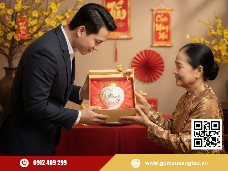 Hũ trà Phúc thích hợp biếu tặng