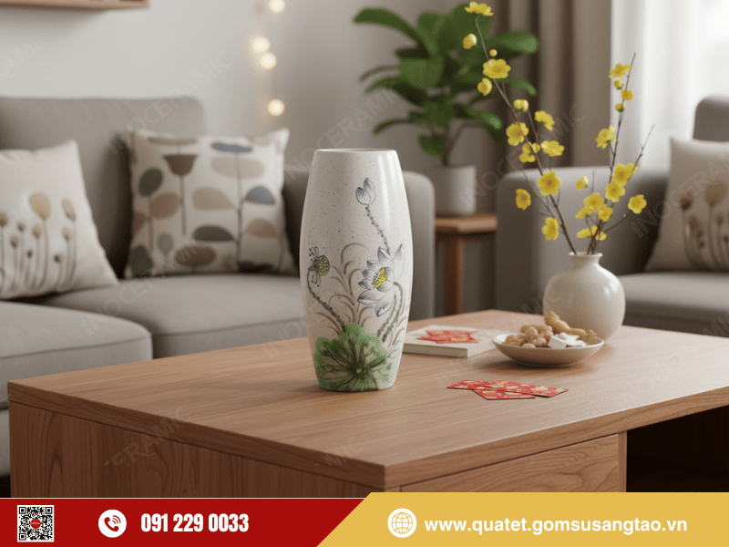 Lọ bom Tết men chấm Sen Đen làm quà tặng ý nghĩa và đẳng cấp Lọ bom Tết men chấm Sen Đen làm quà tặng ý nghĩa và đẳng cấp