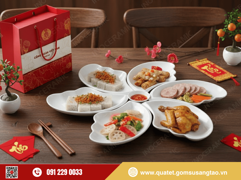 Set 6 đĩa cánh tiên men trắng cao cấp gốm sứ Bát Tràng
