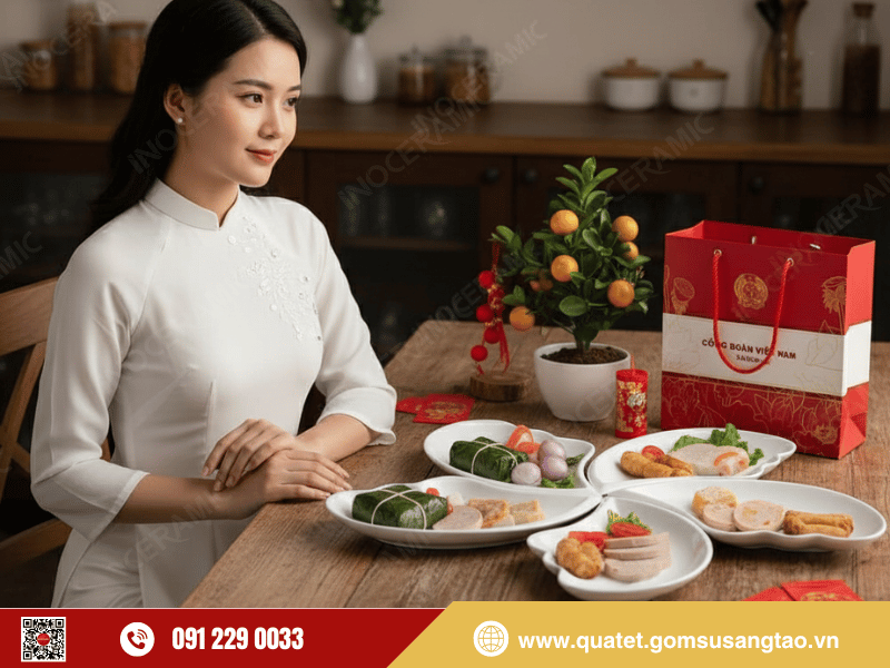 Set đĩa cánh tiên tặng nhân viên dịp Tết ý nghĩa và tinh tế