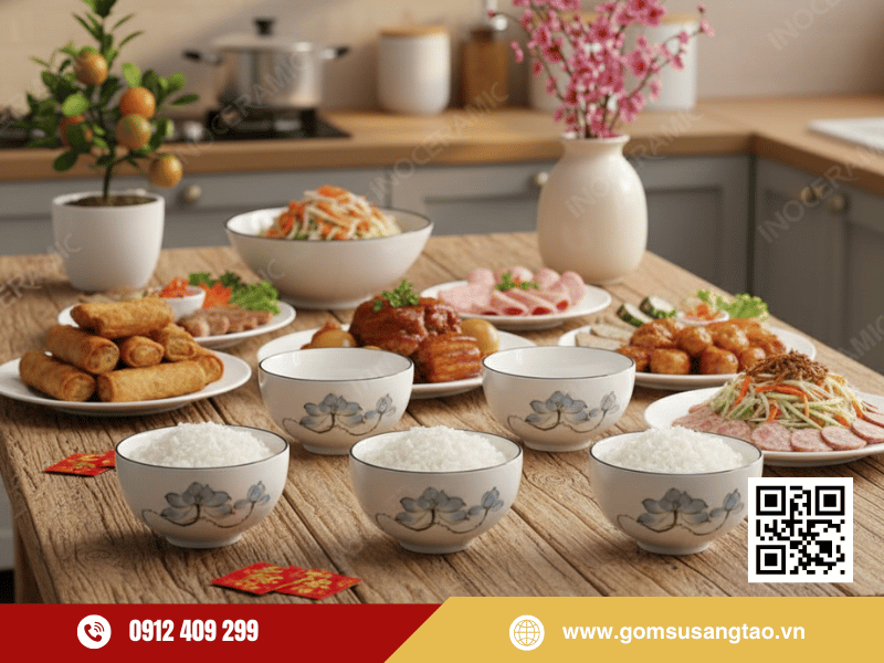 Bộ chén hoa văn sen xanh mang ý nghĩa bình yên và thịnh vượng làm quà Tết Bộ chén hoa văn sen xanh mang ý nghĩa bình yên và thịnh vượng làm quà Tết