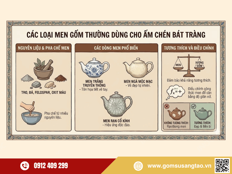 Các loại men gốm thường dùng cho ấm chén Bát Tràng Các loại men gốm thường dùng cho ấm chén Bát Tràng