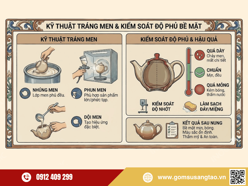 Công đoạn tráng men trong quy trình sản xuất ấm chén Công đoạn tráng men trong quy trình sản xuất ấm chén