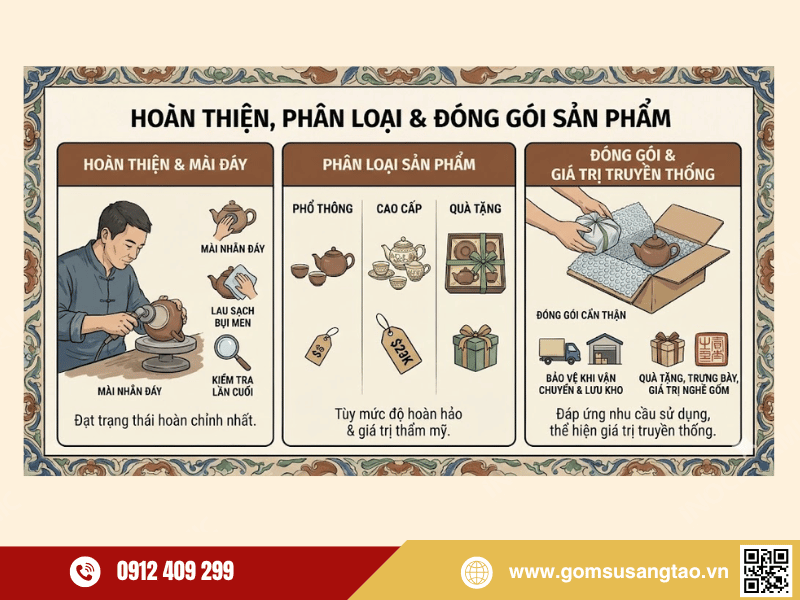 Hoàn thiện ấm chén gốm sứ trong quy trình sản xuất ấm chén Hoàn thiện ấm chén gốm sứ trong quy trình sản xuất ấm chén