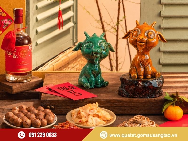  Tượng dê gốm sứ Bát Tràng nổi bật cho năm Đinh Mùi 2027
