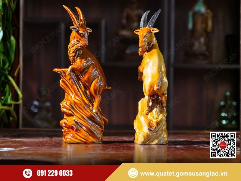 Tượng song dê cát tường cho lời chúc hòa hợp, bền lâu Tượng song dê cát tường cho lời chúc hòa hợp, bền lâu