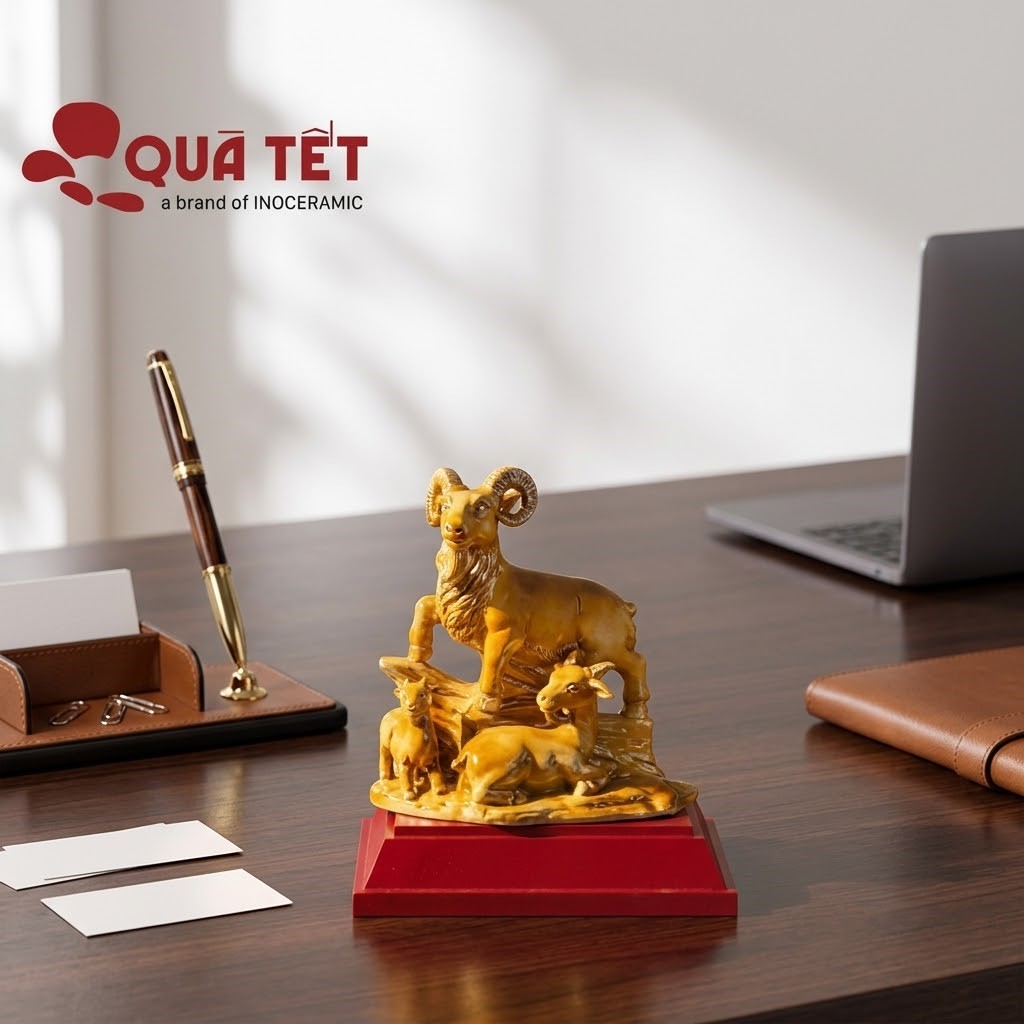 Tượng dê gốm sứ Tam Dương Thịnh Phúc | Quà tặng khách hàng