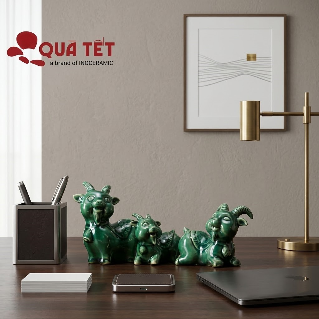 Set tượng linh vật 2027 Tam Dương Cát Khánh | Tượng phong thủy tặng doanh nghiệp