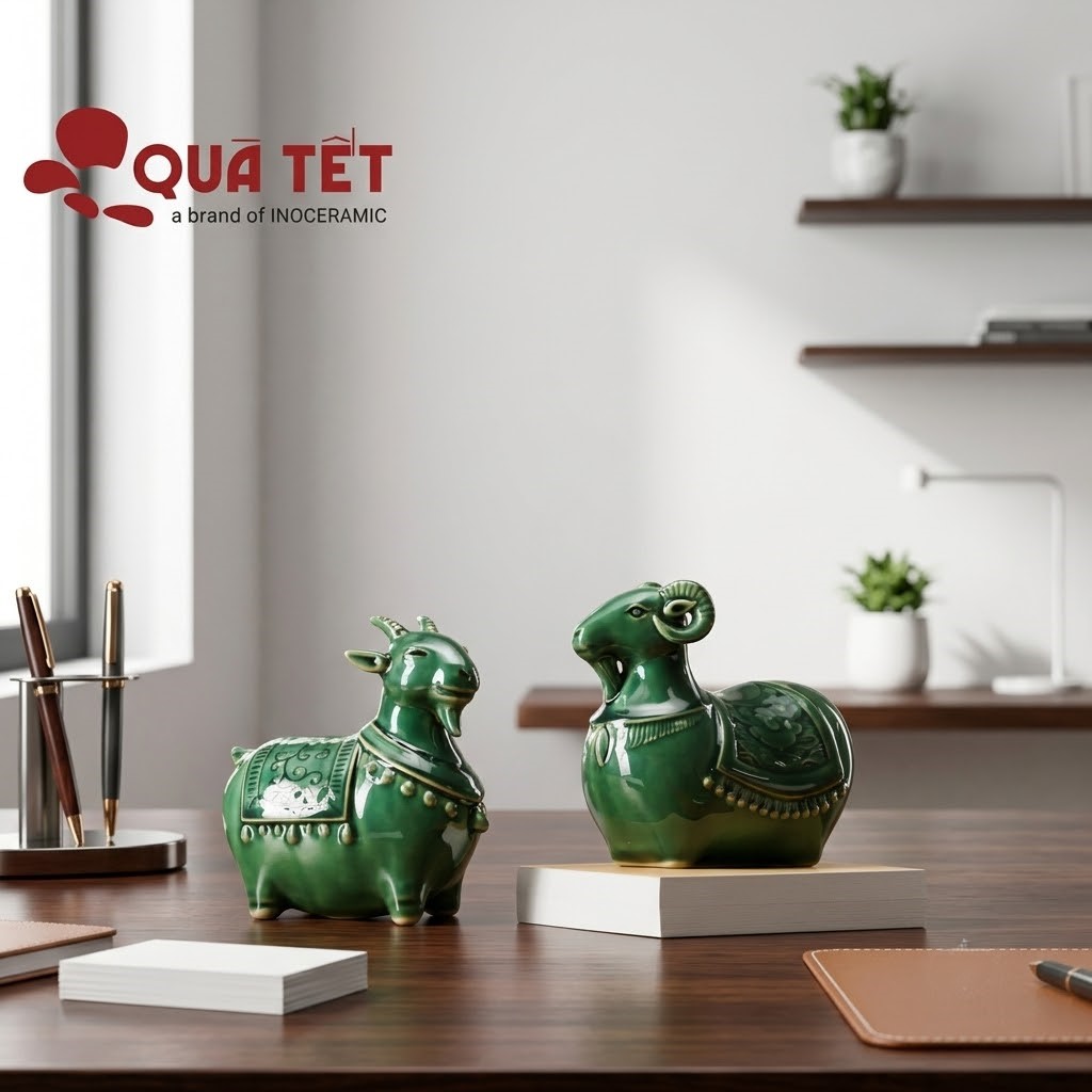 Set tượng dê nhỏ 2027 Mùi Ngọc An Khang | Quà tặng phong thủy dịp Tết
