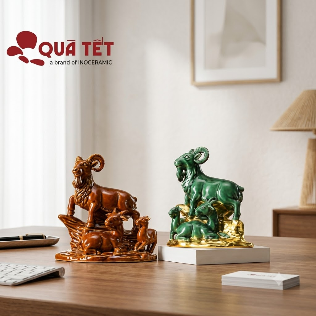 Set tượng linh vật năm Mùi 2027 Sơn Mùi Phát Lộc | Quà tặng đối tác, doanh nghiệp Set tượng linh vật năm Mùi 2027 Sơn Mùi Phát Lộc | Quà tặng đối tác, doanh nghiệp