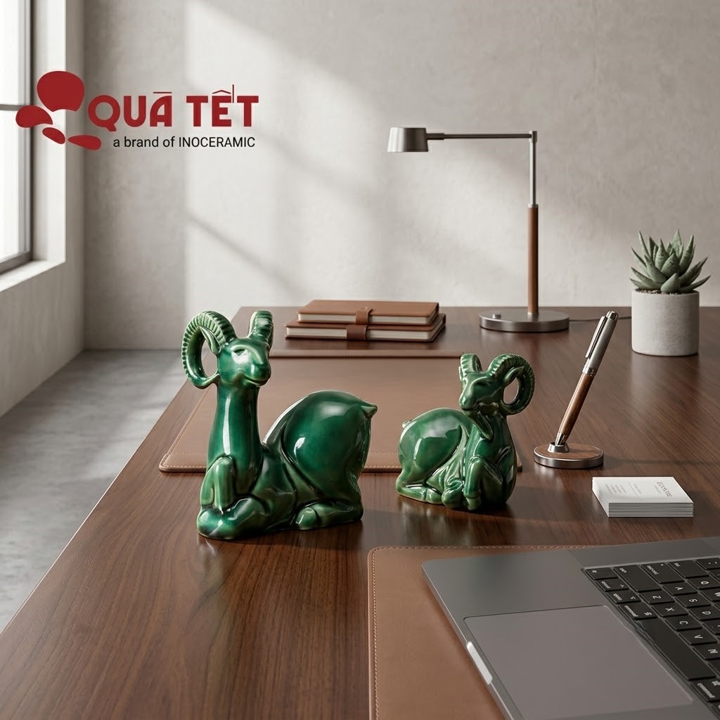 Set tượng linh vật 2027 Linh Dương Phú Quý | Quà Tết tặng khách hàng