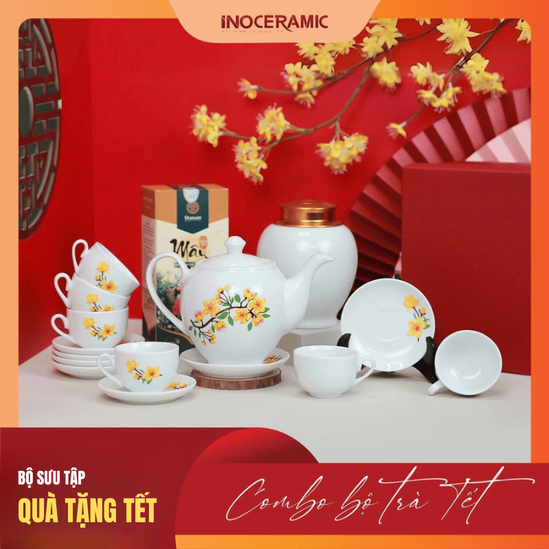 Giftset quà Tết in logo INO016 – Khai Xuân Phú Quý gốm sứ Bát Tràng sang trọng Giftset quà Tết in logo INO016 – Khai Xuân Phú Quý gốm sứ Bát Tràng sang trọng