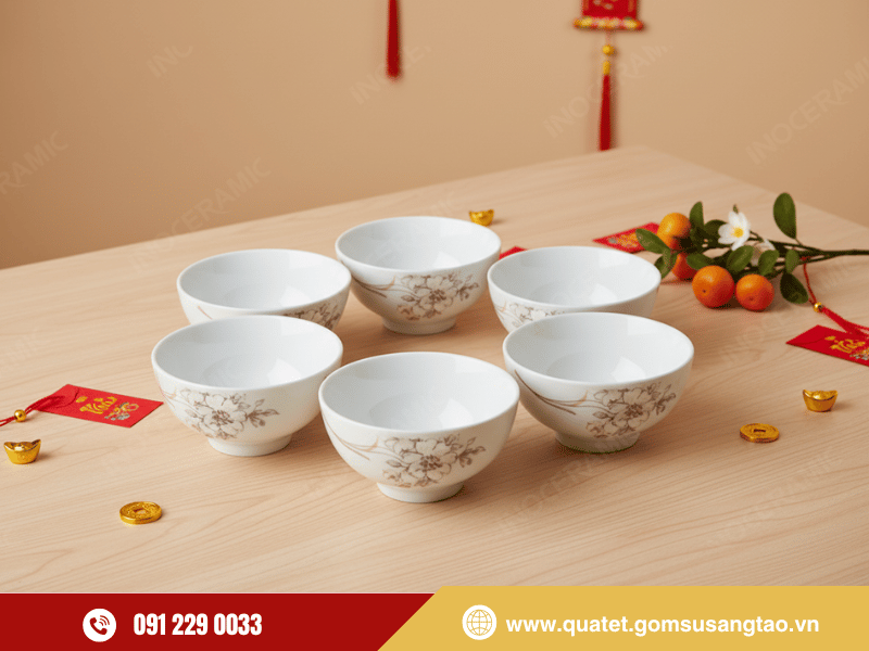 Bộ 6 chén hoa sơn trà quà Tết 200k tinh tế và hiện đại