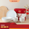 Bộ quà Tết 8 chén bát đĩa trắng cao cấp dành tặng công nhân và nhân viên Gốm Sứ Sáng Tạo Bộ quà Tết 8 chén bát đĩa trắng cao cấp dành tặng công nhân và nhân viên Gốm Sứ Sáng Tạo