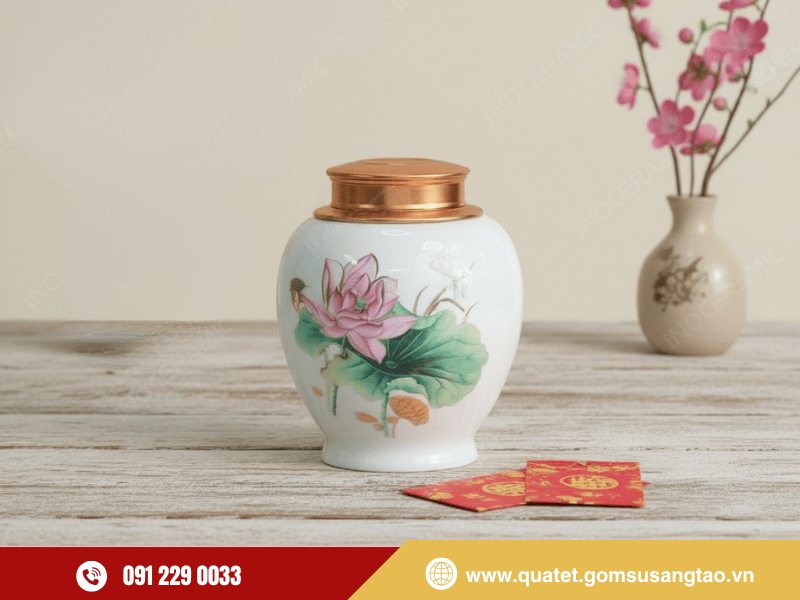 Quà biếu doanh nghiệp cao cấp – Hũ trà Hồng Liên