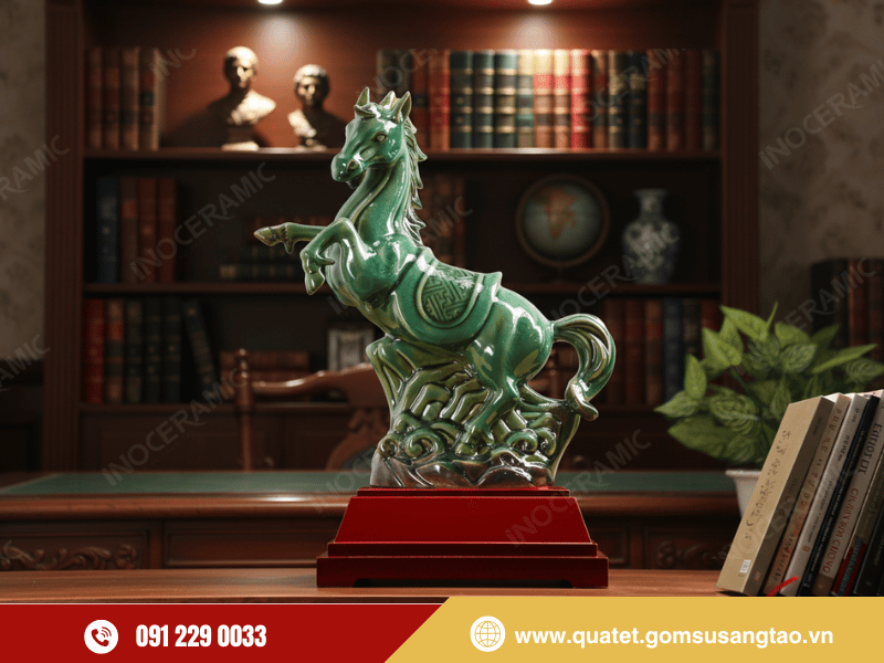 Tượng ngựa gốm sứ Bát Tràng chế tác thủ công, men sáng bóng mang năng lượng phong thủy Tượng ngựa gốm sứ Bát Tràng chế tác thủ công, men sáng bóng mang năng lượng phong thủy