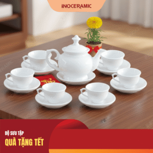 Bộ trà Đài Các trắng làm quà tặng Tết 2026 ý nghĩa