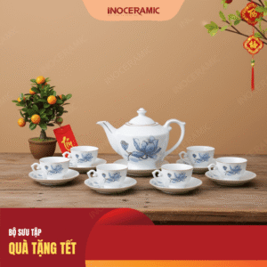 Bộ trà Thần Đèn Sen Xanh làm quà tặng doanh nghiệp Tết 2026