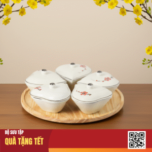 Khay 5 hũ mứt Tết tim đào đỏ