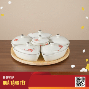 Khay 6 hũ mứt Tết Đào Đỏ