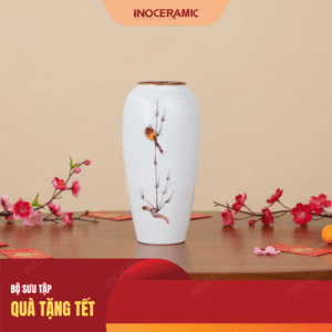 Lọ hoa Tết men chấm Chim Oanh gốm sứ Bát Tràng cao cấp