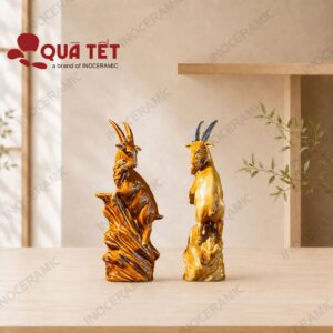 Tượng dê gốm sứ Song Dương Vươn Phúc