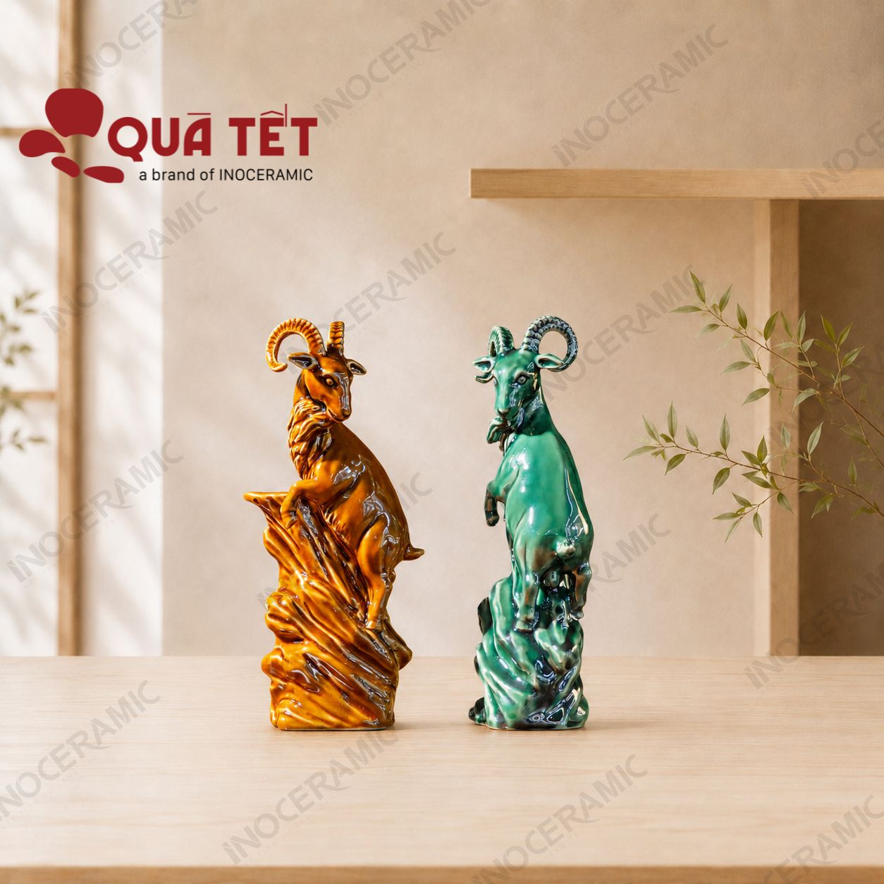 Tượng dê Bát Tràng Song Dương Vượng Khí Tượng dê Bát Tràng Song Dương Vượng Khí