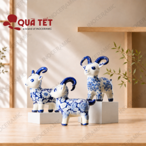 Set tượng dê 2027 Hoa Dương Cát Tường – Quà tặng phong thủy cho khách hàng